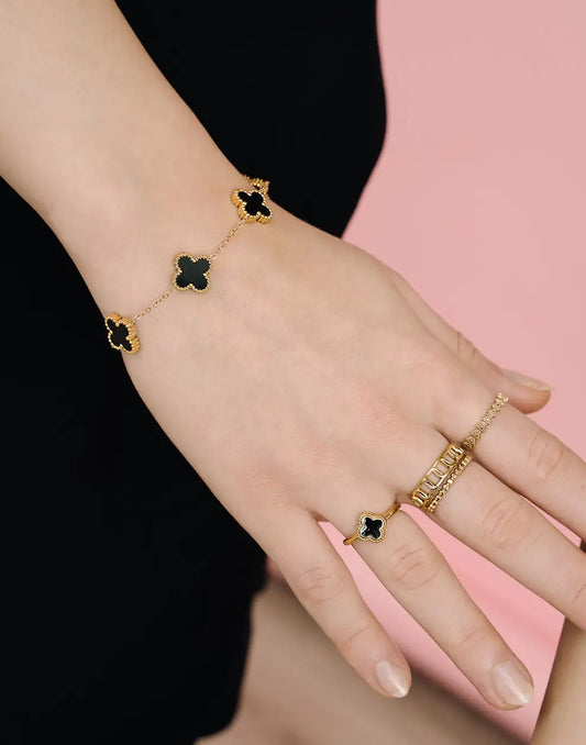 Clover Charm | Five Leaf Clover Bracelet with Adjustable Length ? Stylish Symbol of Luck and Positivity 0