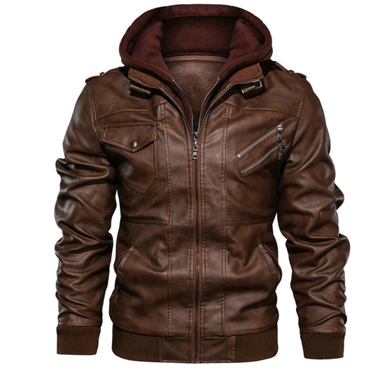 Men's Genuine Leather Biker Jacket 0
